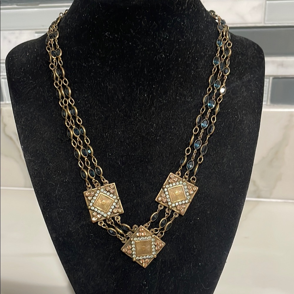 SORRELLI Vintage Gold and Blue Necklace - Picture 4 of 9